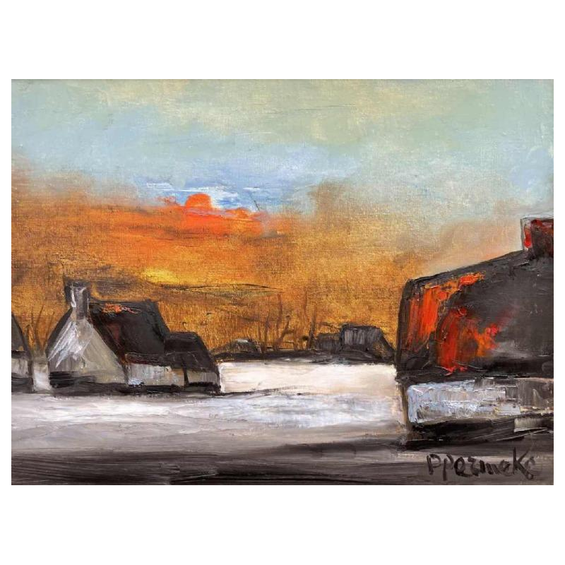 Paul PERMEKE (1918-1990): paysage hivernal au soleil couchant