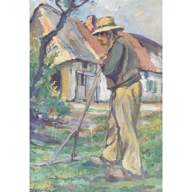 Jacques HERVENS (1890-1928) « Le jardinier » oil