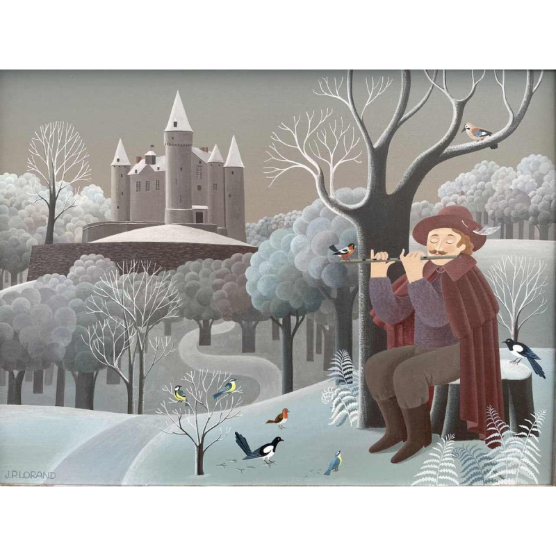 Jean-Pierre LORAND "Le charmeur d'oiseaux" huile sur toile marouflée