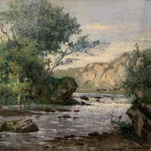 Auguste DANDOY (1839-1893) "Vallée de la Lesse" hst signée et datée
