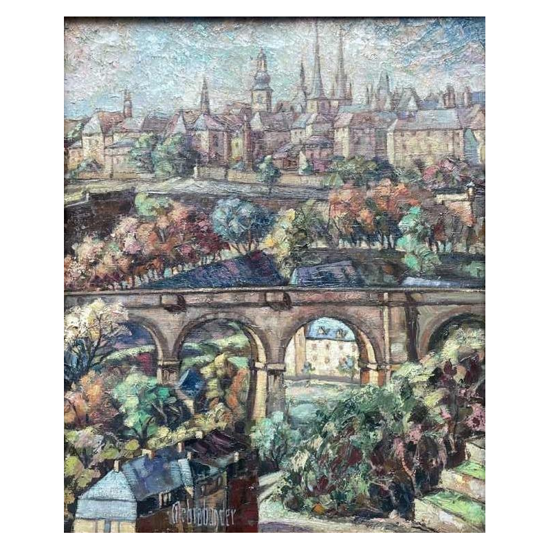 Léon Debrabander né en 1896 « Vue de Luxembourg » huile sur toile