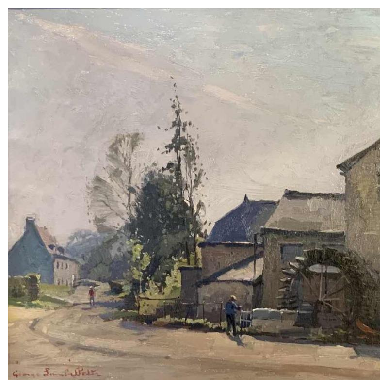 Georges Lambillotte "Le moulin à eau à Annevoie" Huile sur toile 50x60 cm