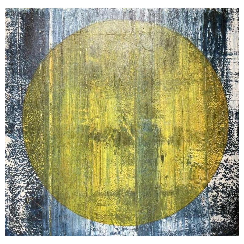 Marc CARNIEL (1963-): Gele bal op blauwe achtergrond hst 100x105 cm