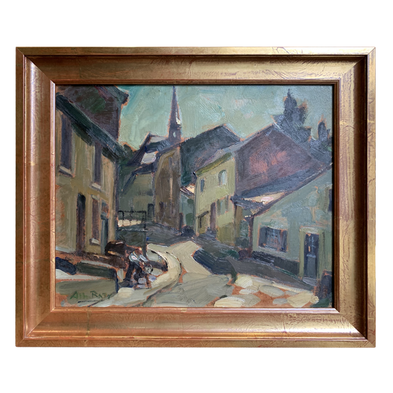Albert RATY "le rémouleur" huile sur panneau signée en bas à gauche