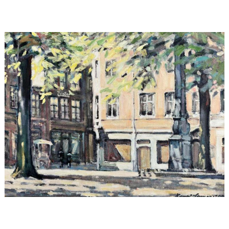 Henri SOMERS (1930-3018): « Namur - Place marché aux légumes ensoleillée »
