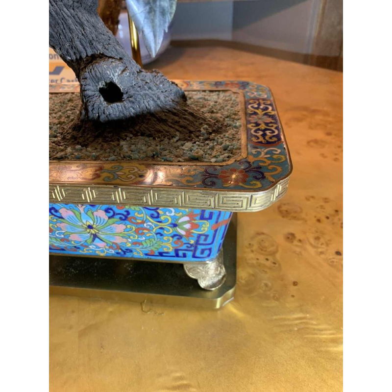 Paire de Jardinières Lampes Bronze Emaux Cloisonnés Chine Dynastie Qing Jiaqing