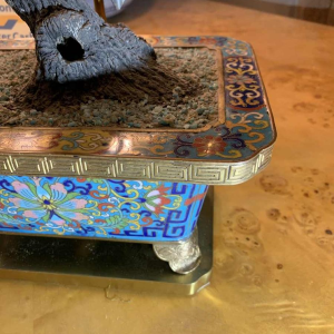 Pair of Bronze Enamel Cloisonné Planters / Lamps, China Qing Dynasty Jiaqing