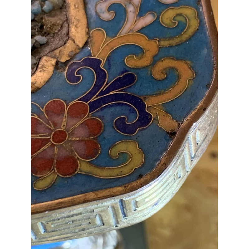 Paar Cloisonné geëmailleerde bronzen plantenbakken / lampen, China Qing Dynasty