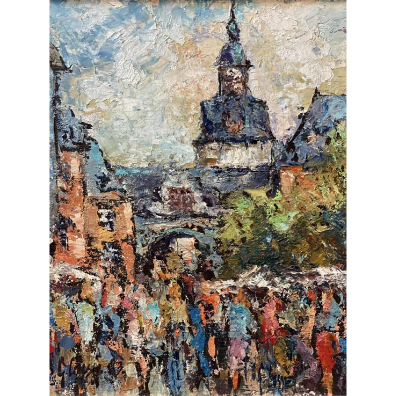 Georges COSSE « Le Beffroi et le marché Place d'Armes à Namur »