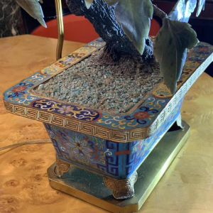 Paire de Jardinières Lampes Bronze Emaux Cloisonnés Chine Dynastie Qing Jiaqing