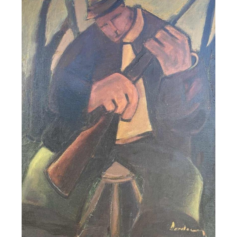 Milo Dardenne (1938-) « Le chasseur » hst 60x50 cm