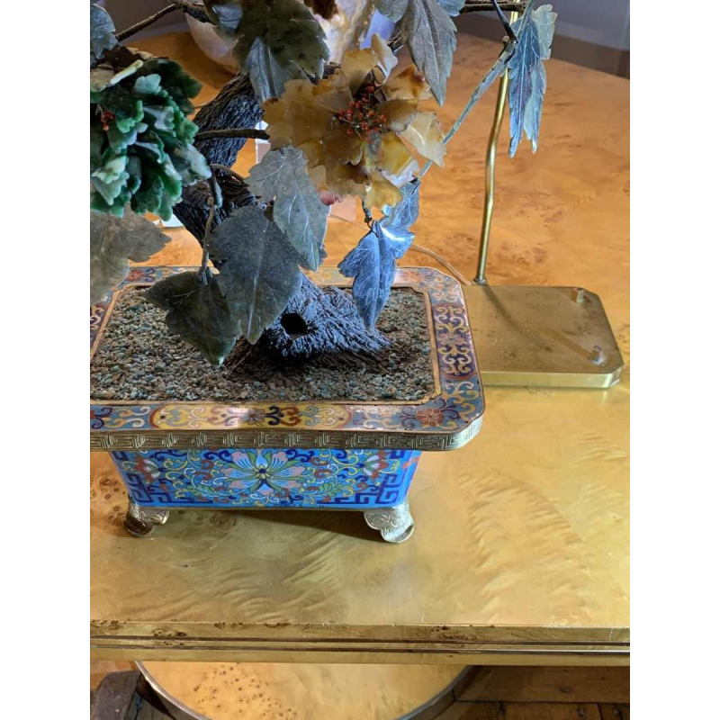 Paire de Jardinières Lampes Bronze Emaux Cloisonnés Chine Dynastie Qing Jiaqing