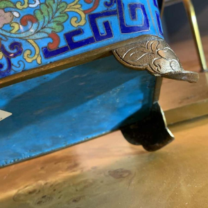 Paire de Jardinières Lampes Bronze Emaux Cloisonnés Chine Dynastie Qing Jiaqing