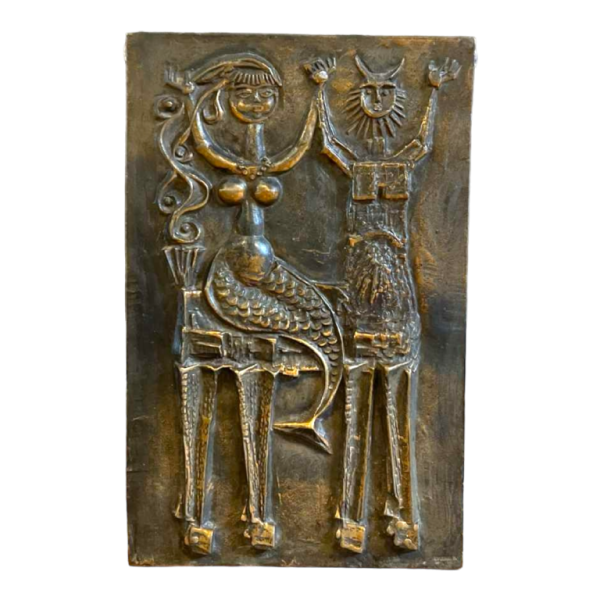 Ottó Kopcsányi 'Centaure & Sirène' sculpture murale brutaliste expressionniste, ca 1950