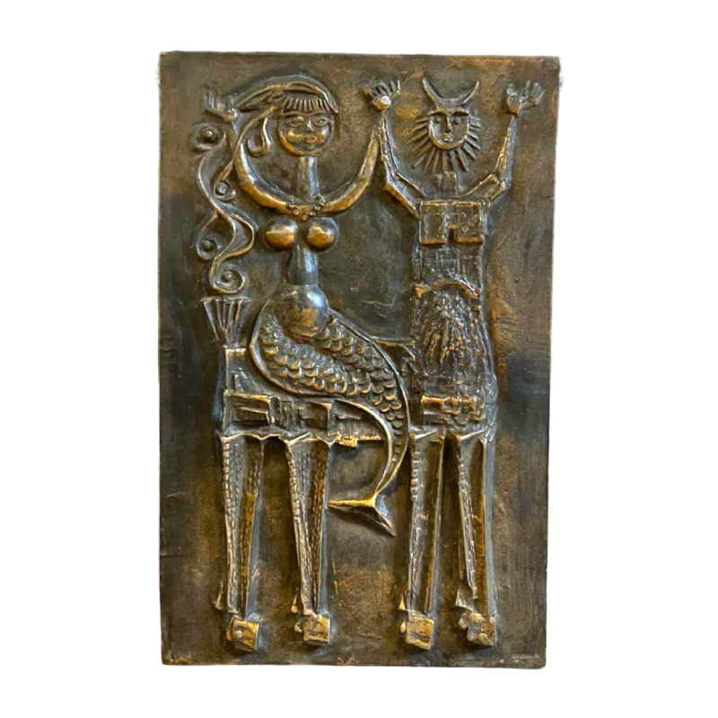 Ottó Kopcsányi 'Centaur & Mermaid' Expressionist Brutalist wall sculpture ca 1950