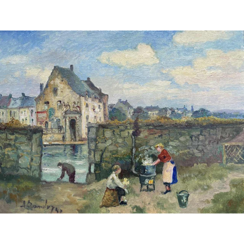 Albert DANDOY (1885-1977) « Namur Quai de l'Applé (Grognon) » hst 36x47 cm