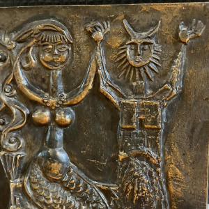 Ottó Kopcsányi 'Centaur & Mermaid' Expressionist Brutalist wall sculpture ca 1950