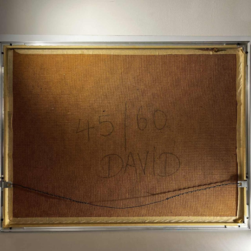 Tableau cubo-surréaliste, technique mixte sur papier, signé et daté “David 1974“