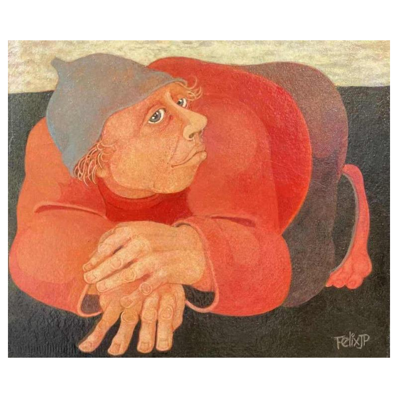 Jean-Pierre FELIX (1938-) : acrylique sur isorel 27x33 cm