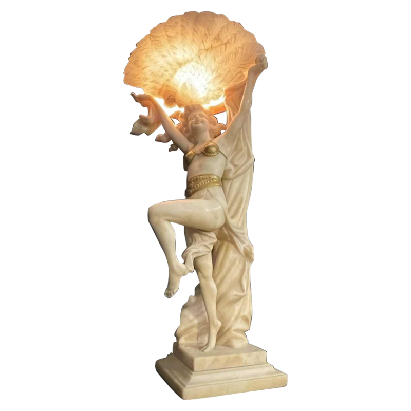 O. ROSSI, Danseuse Orientale, Lampe / Sculpture Femme Art DeÂ´co, Alba^tre 1920s