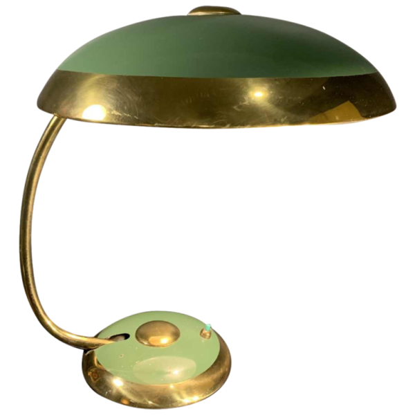 HELO LEUCHTEN, gouden en gelakte Art Deco bureau / Tafel lamp / BAUHAUS, 1930