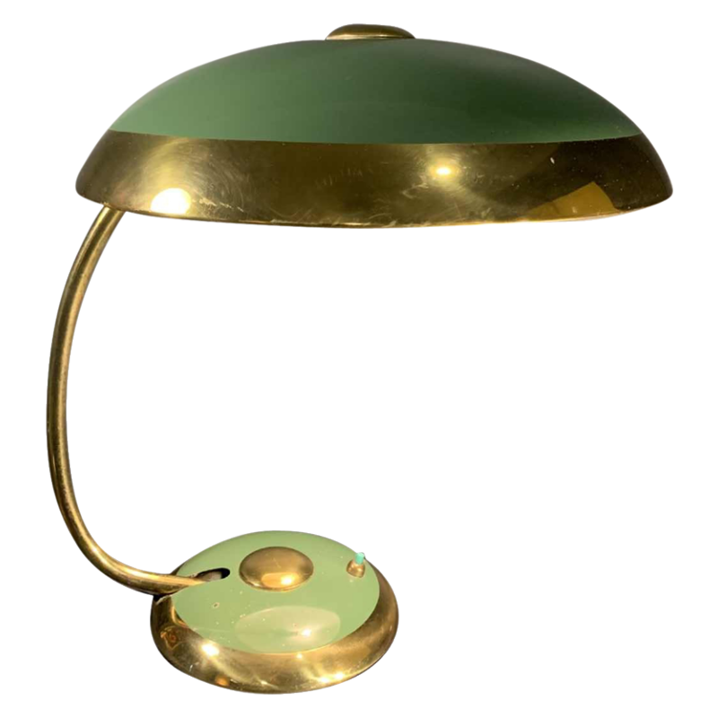 HELO LEUCHTEN, gouden en gelakte Art Deco bureau / Tafel lamp / BAUHAUS, 1930