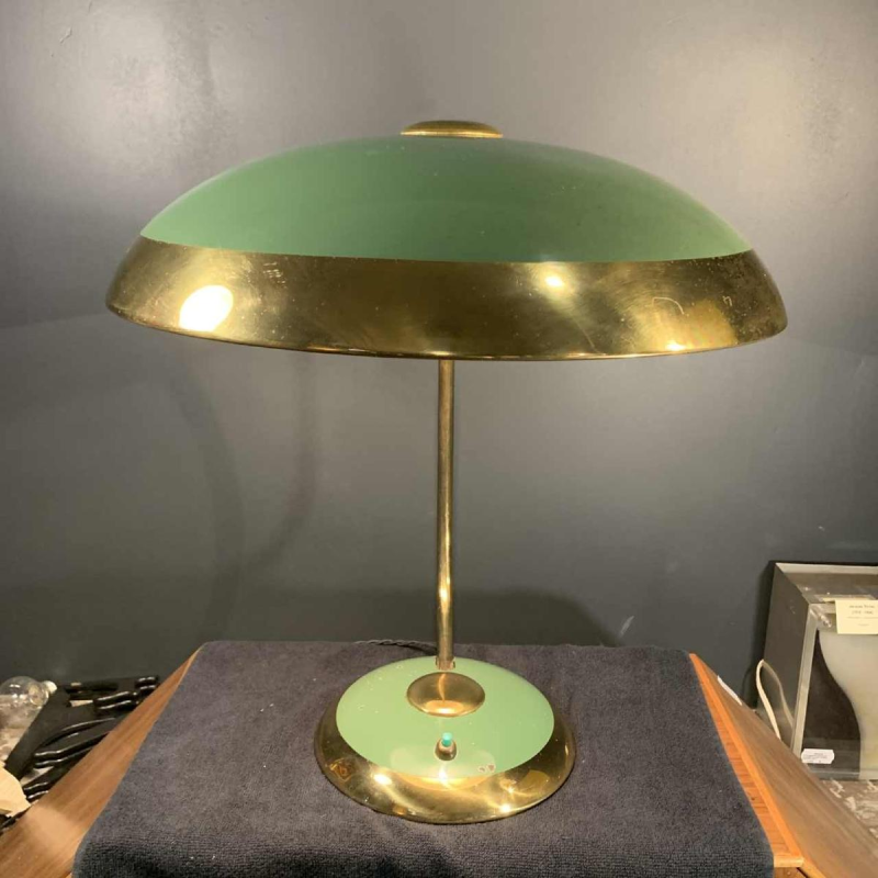 HELO LEUCHTEN, golden and lacquered Art Deco Desk / Table Lamp / BAUHAUS, 1940