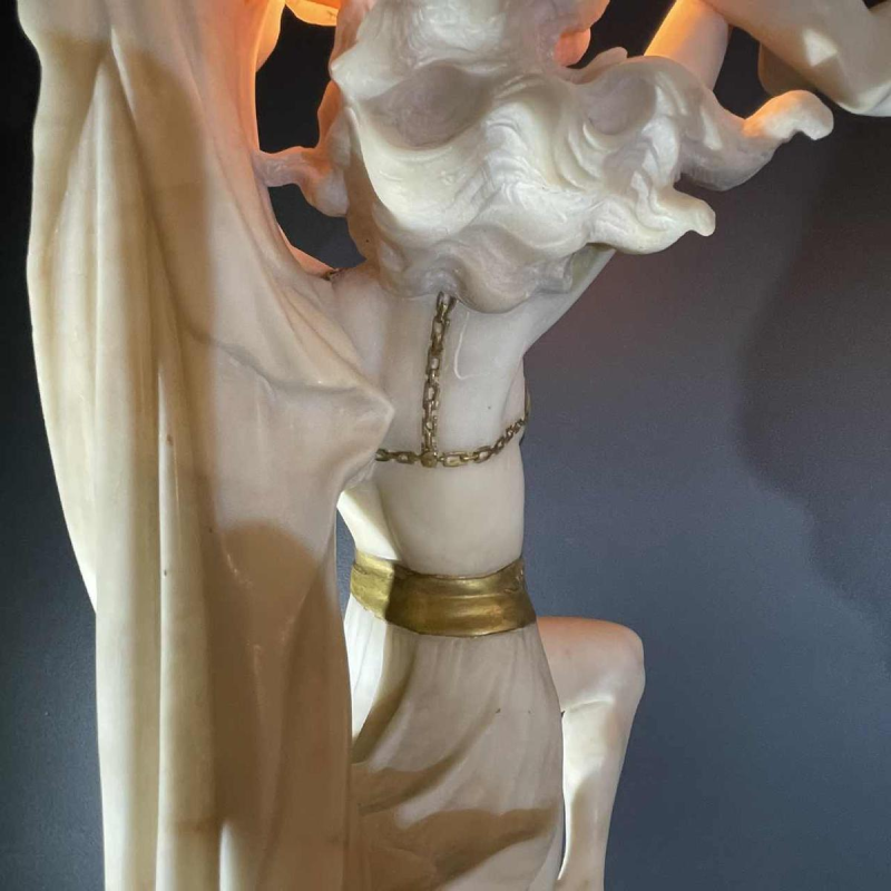 O. ROSSI, Oriental Dancer, Art Deco Alabaster Woman Lamp / Sculpture,1920s