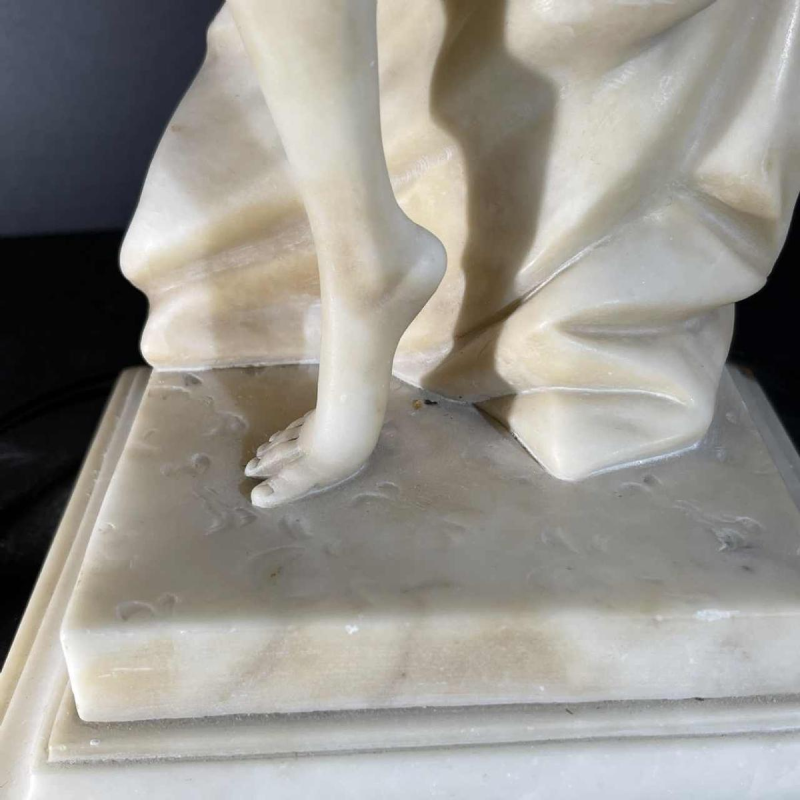 O. ROSSI, Danseuse Orientale, Lampe / Sculpture Femme Art DeÂ´co, Alba^tre 1920s