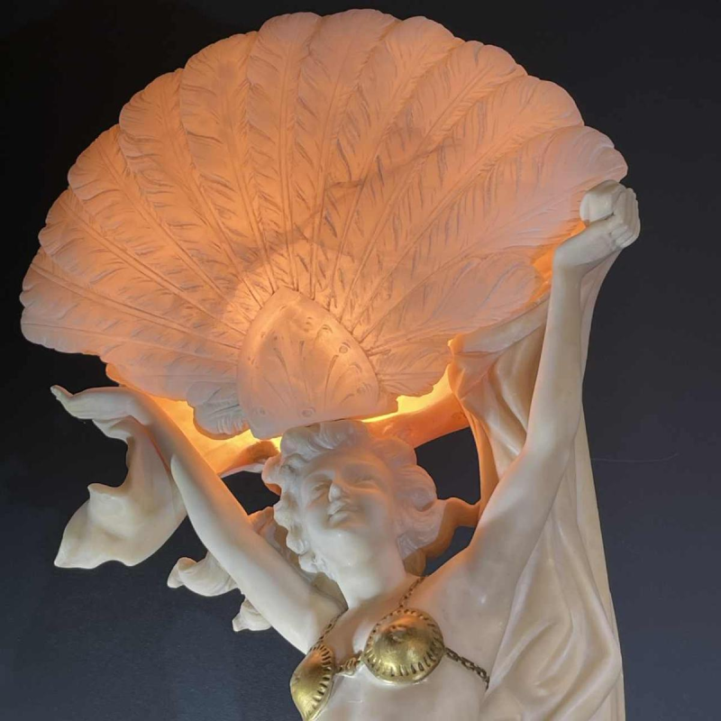 O. ROSSI, Oriental Dancer, Art Deco Alabaster Woman Lamp / Sculpture,1920s