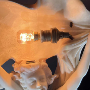 O. ROSSI, Danseuse Orientale, Lampe / Sculpture Femme Art DeÂ´co, Alba^tre 1920s