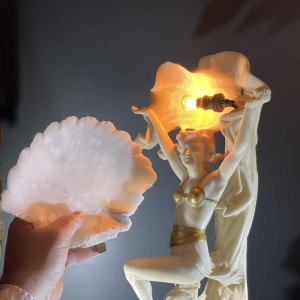 O. ROSSI, Oriental Dancer, Art Deco Alabaster Woman Lamp / Sculpture,1920s