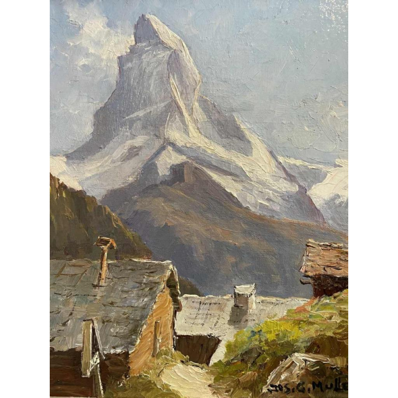 "De Matterhorn" door Jos.G. MULLER olieverf op doek