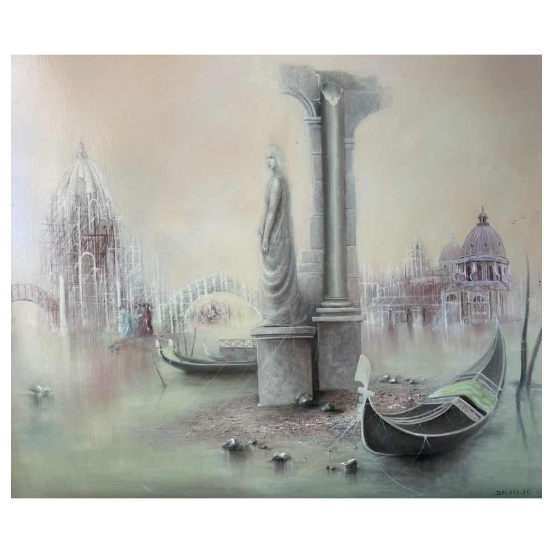 Jean-Claude DRESSE (1946-) : « Venise fantastique » huile sur panneau 45x55 cm