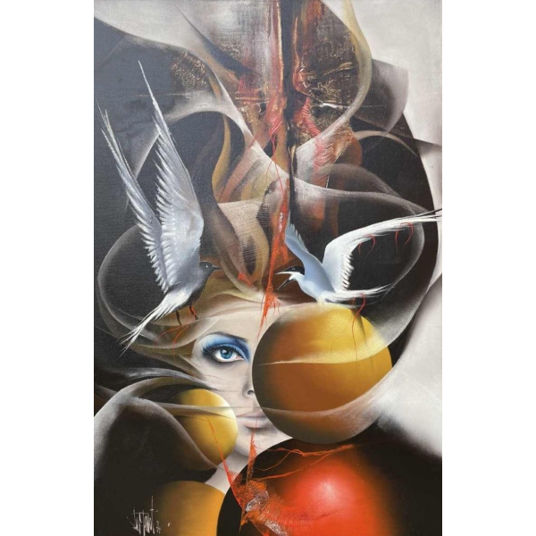 Luc GENOT (1943-1995) « Visage ». HST 120x70 cm