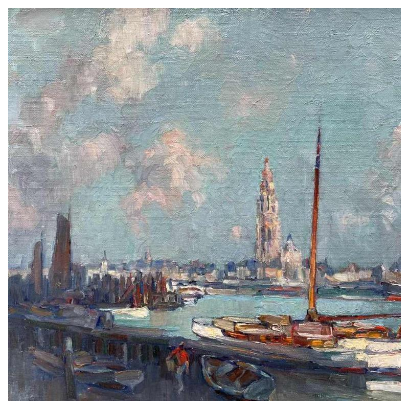 Ludovic Janssen (1888-1954) « Le bateau blanc » Antwerp oil on canvas