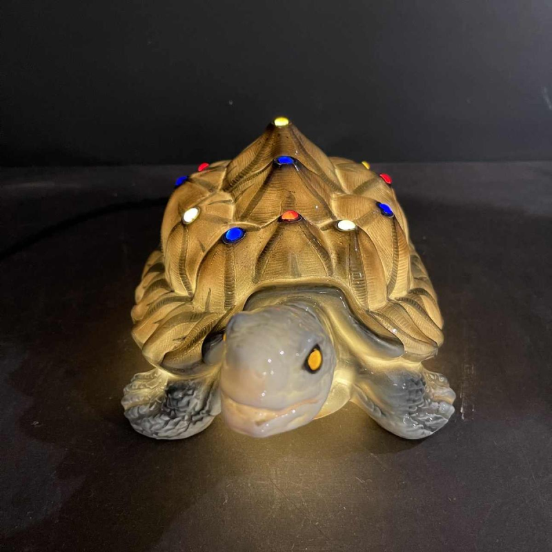 CAPODIMONTE " Tortue " Lampe Veilleuse Sculpture Porcelaine italienne, 1930s