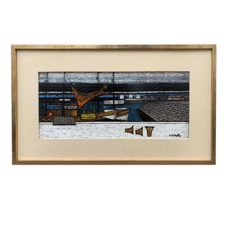 CAMUS Gustave oil on canvas "Chalutiers à Portieux"