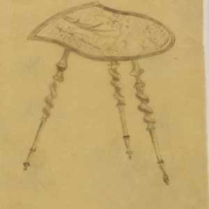 Emile Gallé L'heureux temps ingelegd nachtkastje, ca 1905