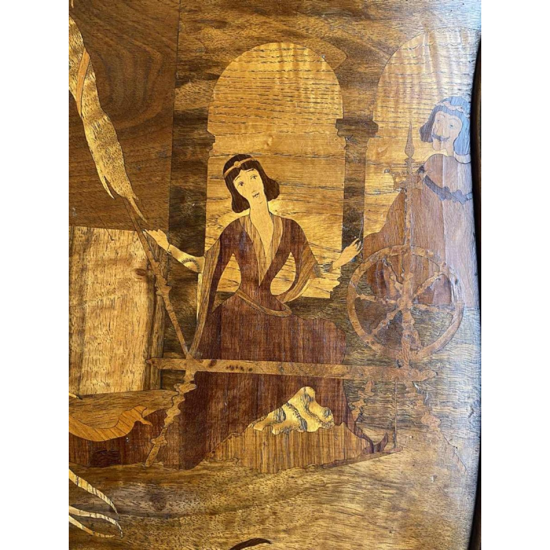 Emile Gallé L'heureux temps inlaid pedestal table, ca 1905