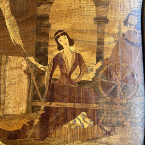 Emile Gallé "L'heureux temps" table guéridon marquetée, ca 1902