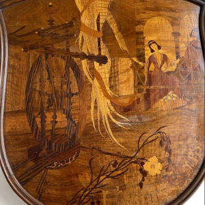 Emile Gallé "L'heureux temps" table guéridon marquetée, ca 1902