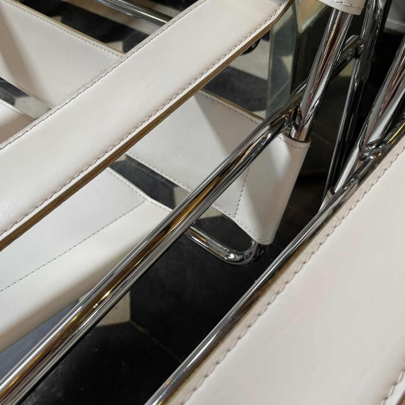 MARCEL BREUER for GAVINA, "WASSILY B3" Pair of Leather and Steel Armchairs