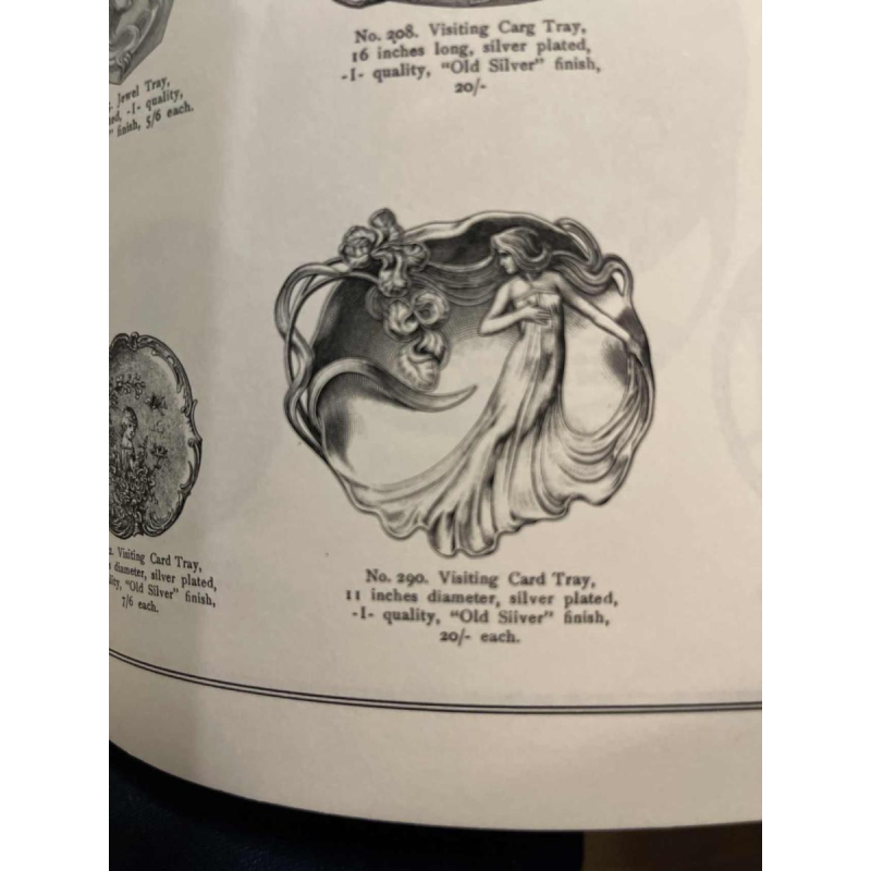 WMF "Vrouw met irissen" N°290 Art Nouveau opengewerkt verzilverd dienblad, ca 1906