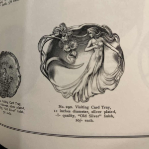 WMF "Woman with irises" N°290 Art Nouveau openwork silver-plated tray, ca 1906