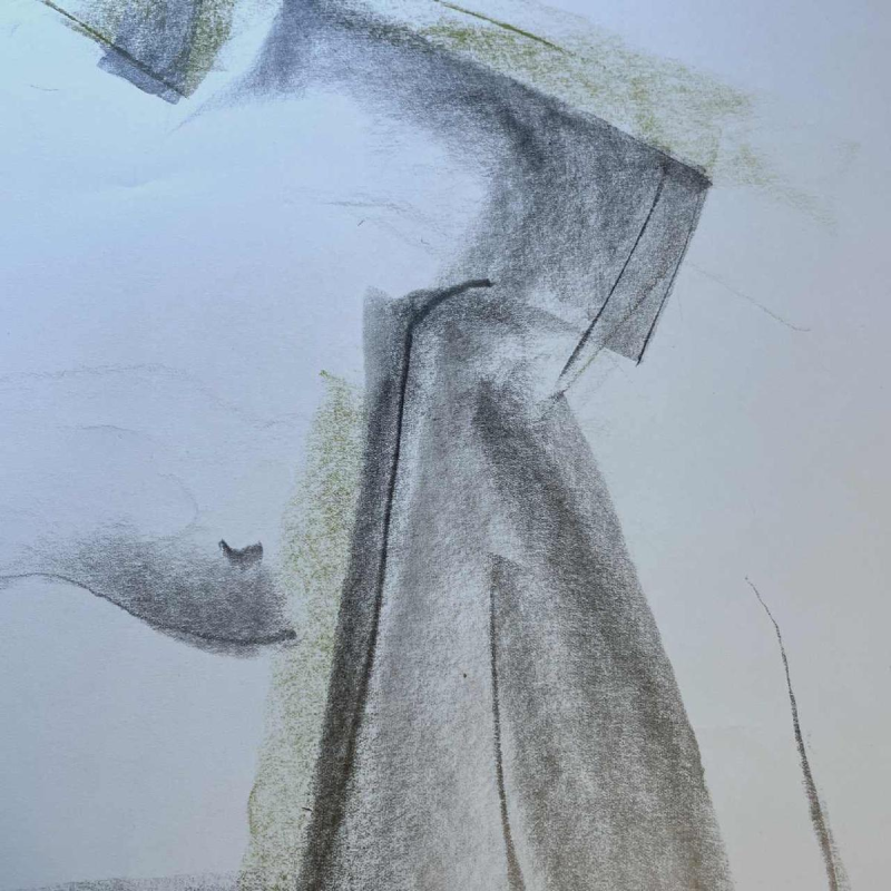 GEORGES (Géo) DE VLAMYNCK 'Nu de Femme Abstrait G' schilderij / gemengde techniek, houtskool, inkt en krijt op nat papier