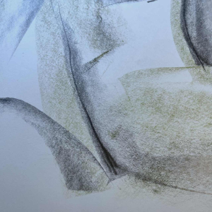 GEORGES (Géo) DE VLAMYNCK 'Nu de Femme Abstrait G' tableau / technique mixte, fusain encre craie sur papier mouillé