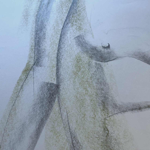 GEORGES (Géo) DE VLAMYNCK 'Abstract Female Nude G' painting / mixed media, charcoal ink chalk on wet paper