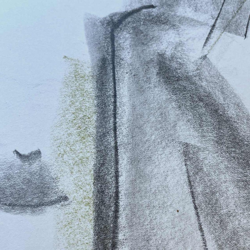 GEORGES (Géo) DE VLAMYNCK 'Abstract Female Nude G' painting / mixed media, charcoal ink chalk on wet paper