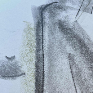 GEORGES (Géo) DE VLAMYNCK 'Nu de Femme Abstrait G' schilderij / gemengde techniek, houtskool, inkt en krijt op nat papier